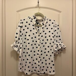 Cute Ann Taylor white top with black polka dots. Worn only twice. Size XL Petite